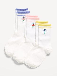 Embroidered Crew Socks 3-Pack for Girls