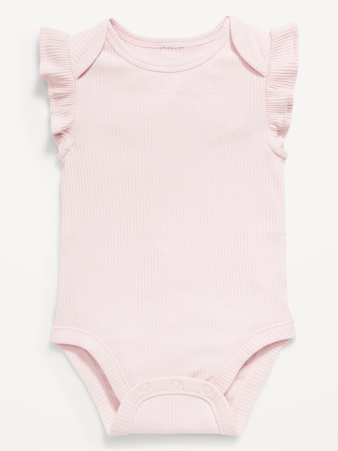 Ruffle-Sleeve Ribbed Bodysuit for Baby