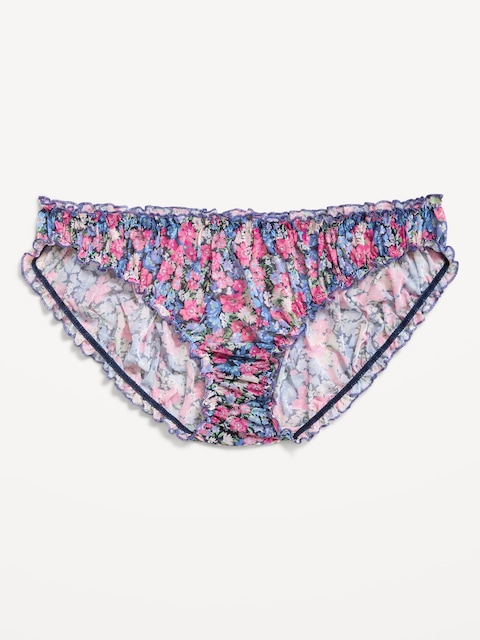 Ruffle-Edge Mesh Hipster Underwear