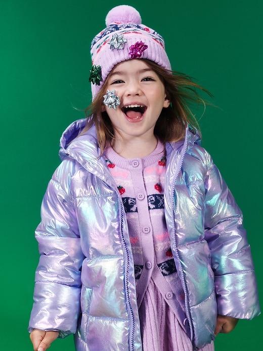 Image number 1 showing, Shiny Puffer Jacket for Toddler Girls