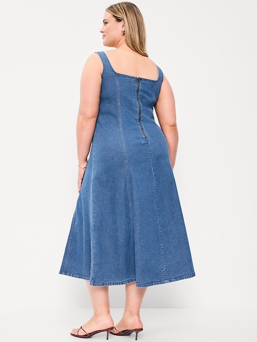 Image number 6 showing, Fit & Flare Sleeveless Denim Midi Dress