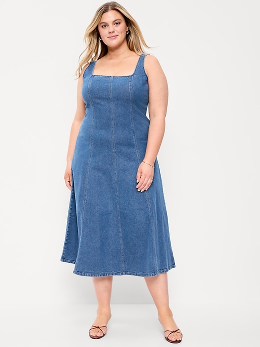 Image number 5 showing, Fit & Flare Sleeveless Denim Midi Dress