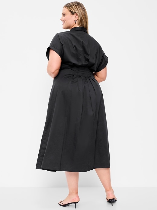 Image number 8 showing, Smocked-Waist Midi Shirt Dress