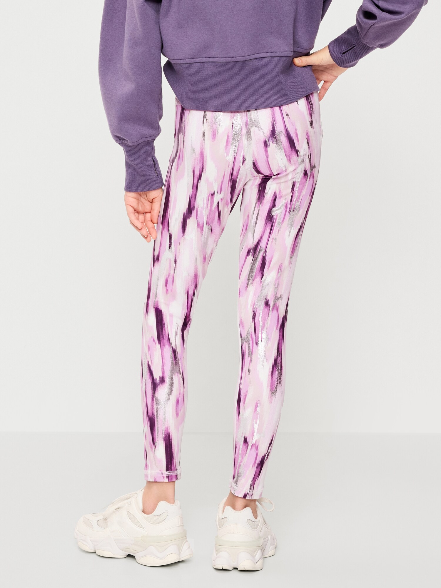 Леггинсы Old Navy High-Waisted PowerSoft 7/8 Leggings для девочек, цвет: Металлик фиолетовый — фото 2