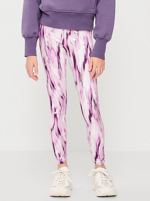 Image number 1 showing, High-Waisted PowerSoft 7/8-Length Leggings for Girls