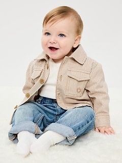 Striped Twill Shacket for Baby