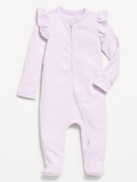 Ribbed 2-Way-Zip Sleep & Play Footed One-Piece for Baby