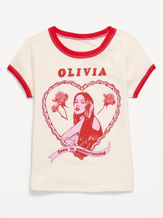 Image number 1 showing, Olivia Rodrigo™ Fitted Ribbed Ringer Graphic T-Shirt for Girls