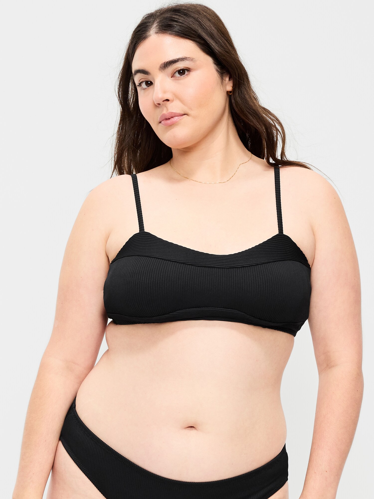 Верх бикини, крой бикини, в рубчик — Old Navy, цвет: Чёрный — фото 5