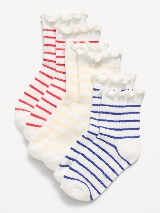 Image number 1 showing, Ruffled Crew Sock 3-Pack for Toddler & Baby