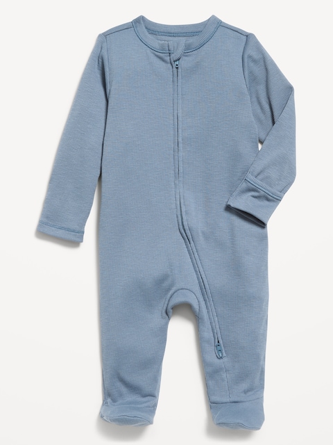 Ribbed 2-Way-Zip Sleep & Play Footed One-Piece for Baby