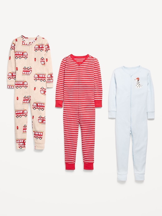 Image number 2 showing, Unisex Snug-Fit 2-Way-Zip Pajama One-Piece 3-Pack for Toddler & Baby