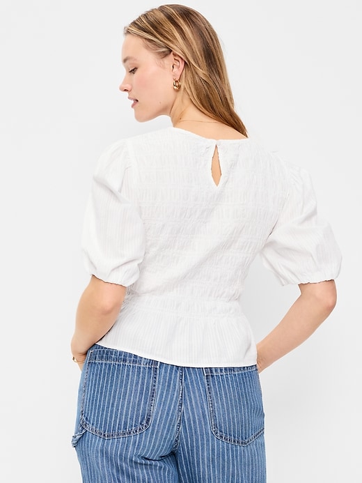 Image number 6 showing, Smocked Puff Sleeve Peplum Top