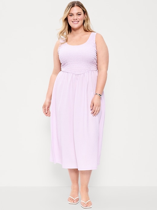 Image number 6 showing, Fit & Flare Sleeveless Smocked-Bodice Midi Dress