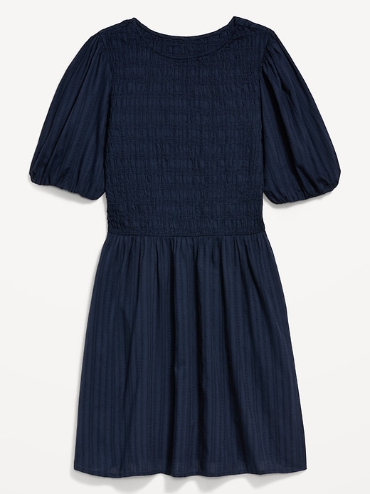 Image number 1 showing, Smocked Puff-Sleeve Flare Mini Dress