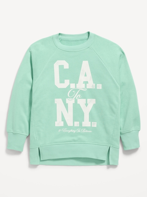 Oversized Long-Sleeve Graphic Tunic Sweatshirt for Girls