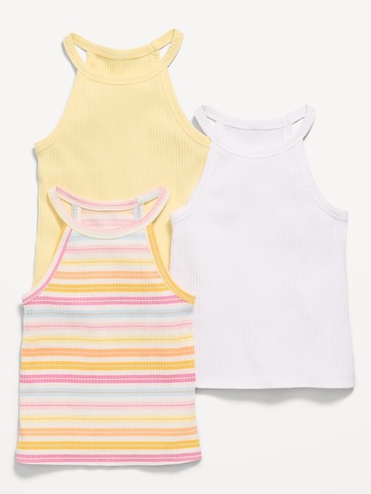 Image number 1 showing, Fitted Halter Tank Tops 3-Pack for Toddler Girls