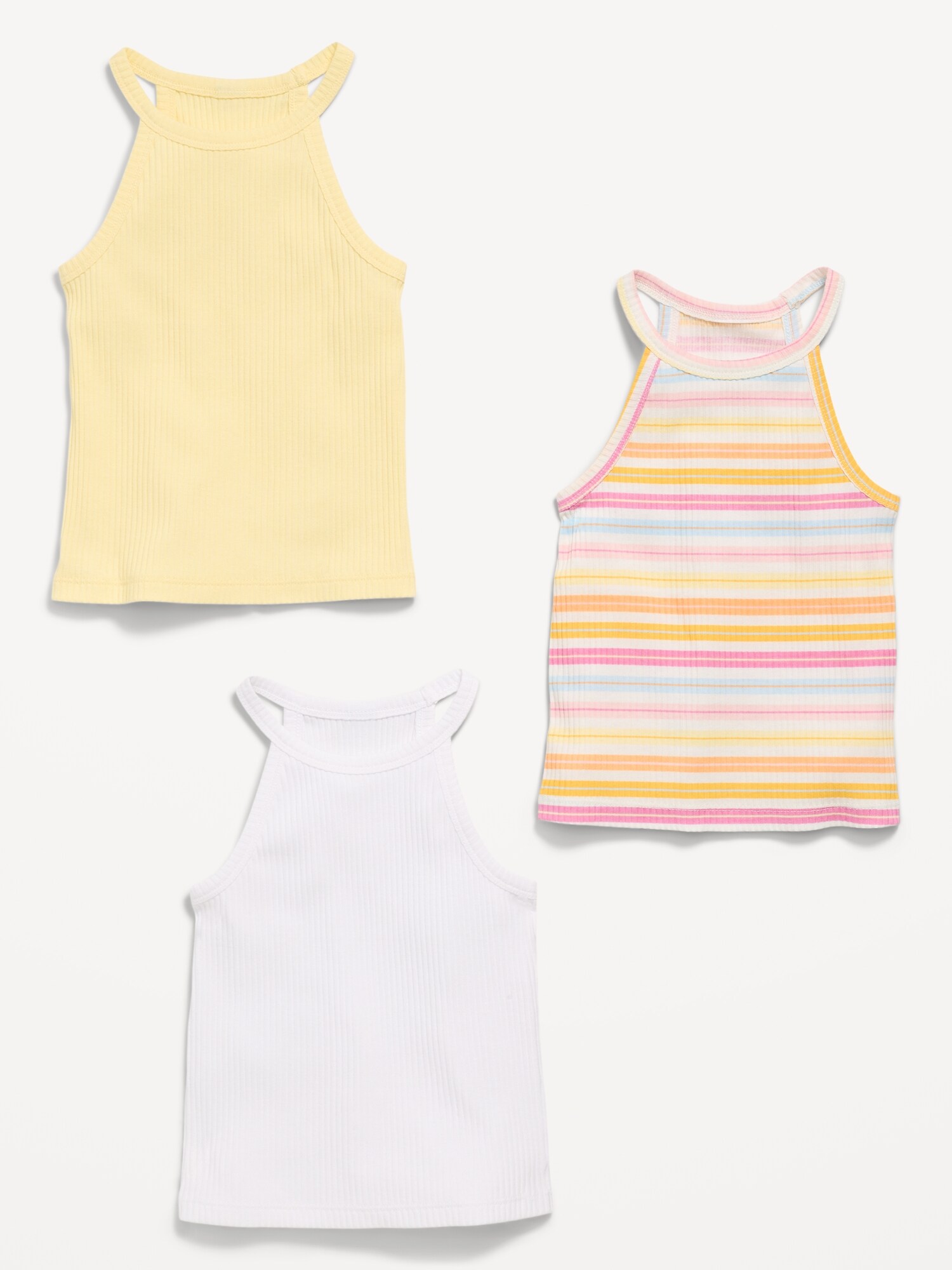Топы Old Navy Fitted Halter Tank Tops 3-Pack для девочек-малышей, цвет: Разноцветный полосатый — фото 2