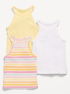 Fitted Halter Tank Tops 3-Pack for Toddler Girls