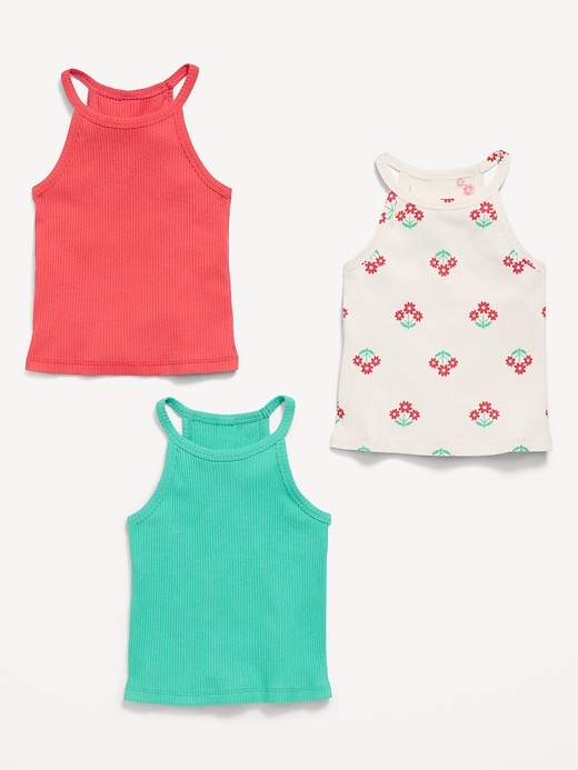 Image number 2 showing, Fitted Halter Tank Tops 3-Pack for Toddler Girls
