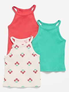 Fitted Halter Tank Tops 3-Pack for Toddler Girls