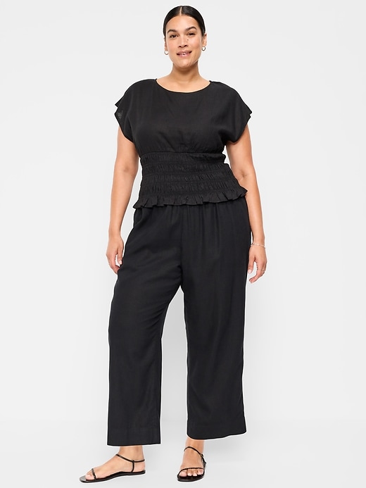 Image number 7 showing, High-Waisted Linen-Blend Straight Pants
