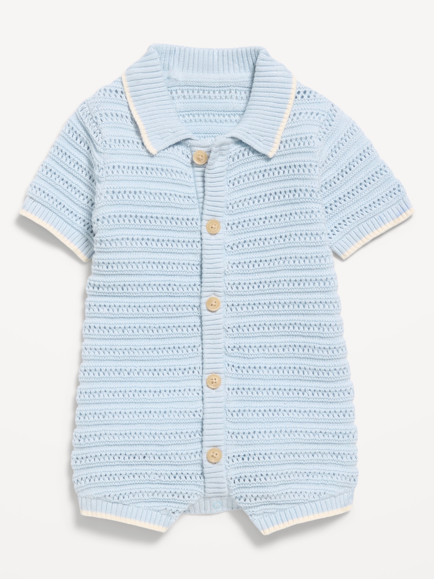 Collared Sweater-Knit One-Piece Romper for Baby