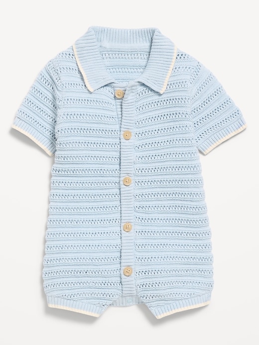 Image number 2 showing, Collared Sweater-Knit One-Piece Romper for Baby