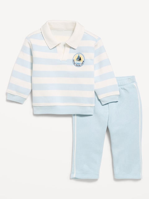 Collared Sweatshirt and Sweatpants for Baby