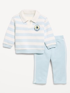 Collared Sweatshirt and Sweatpants for Baby