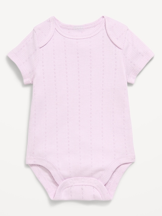 Image number 1 showing, Short-Sleeve Pointelle-Knit Bodysuit for Baby