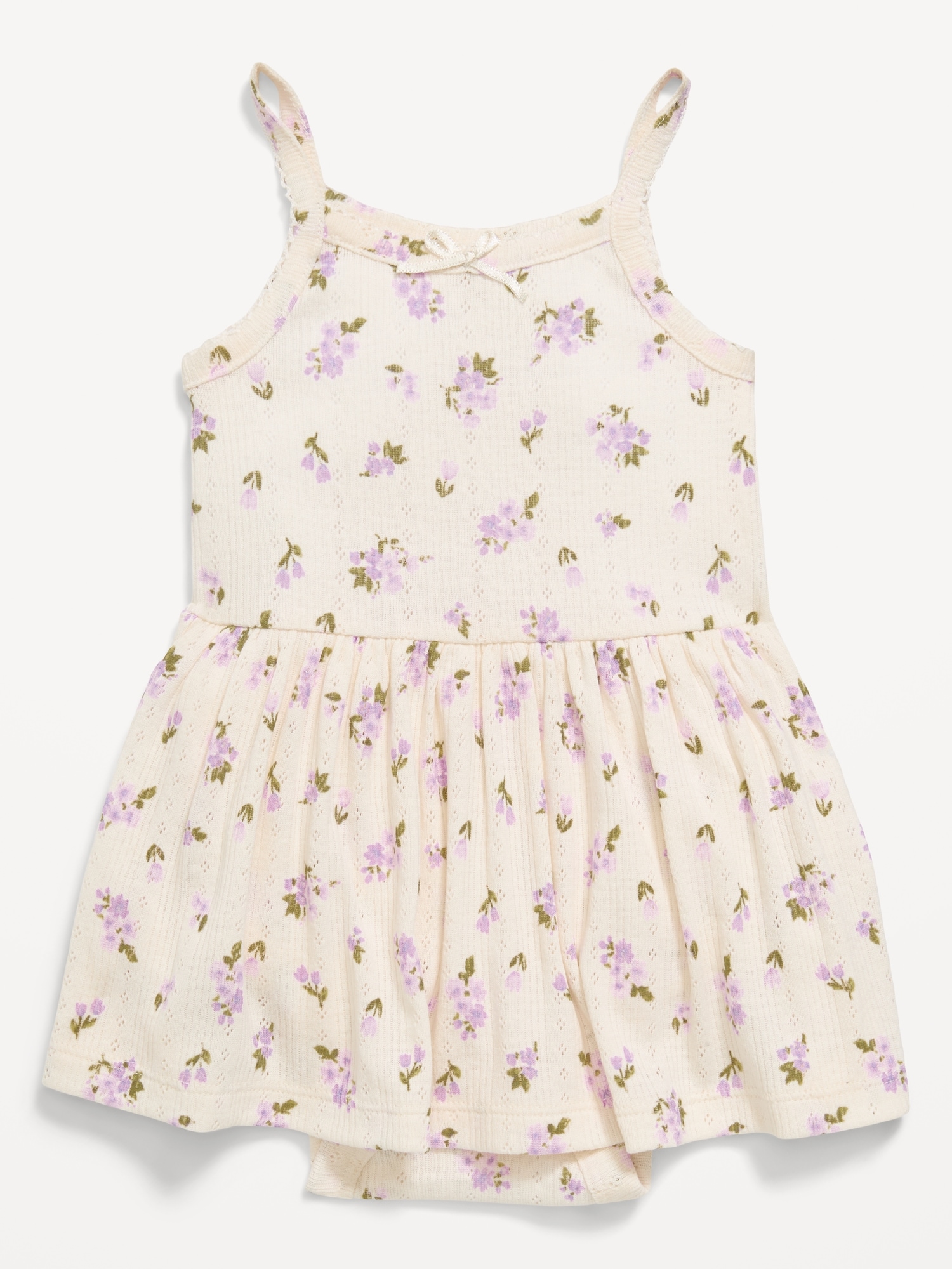 Printed Pointelle-Knit Bodysuit Dress for Baby
