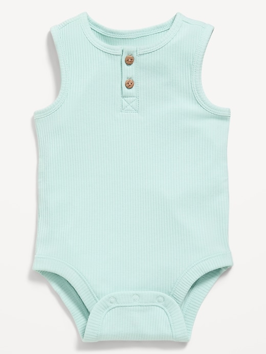 Image number 1 showing, Sleeveless Ribbed Henley Bodysuit for Baby