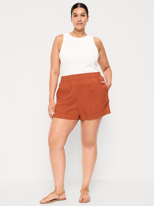 Image number 7 showing, High-Waisted Beach Linen Pull-On Shorts