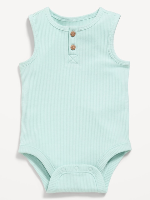 Sleeveless Ribbed Henley Bodysuit for Baby