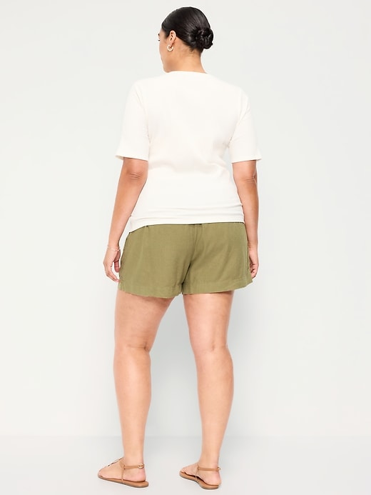 Image number 5 showing, High-Waisted Beach Linen Pull-On Shorts