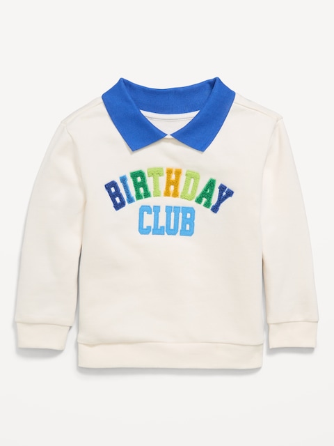 Oversized Collared Birthday Sweatshirt for Toddler Boys