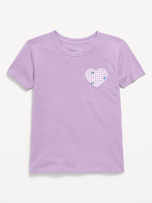 Image number 1 showing, Softest Short-Sleeve Heart-Pocket T-Shirt for Girls