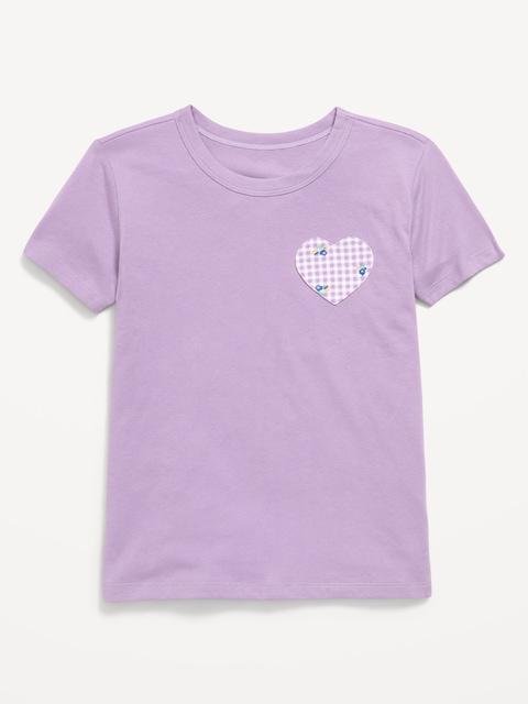 Softest Short-Sleeve Heart-Pocket T-Shirt for Girls