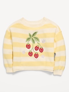 Oversized Long-Sleeve Embroidered Sweater for Girls