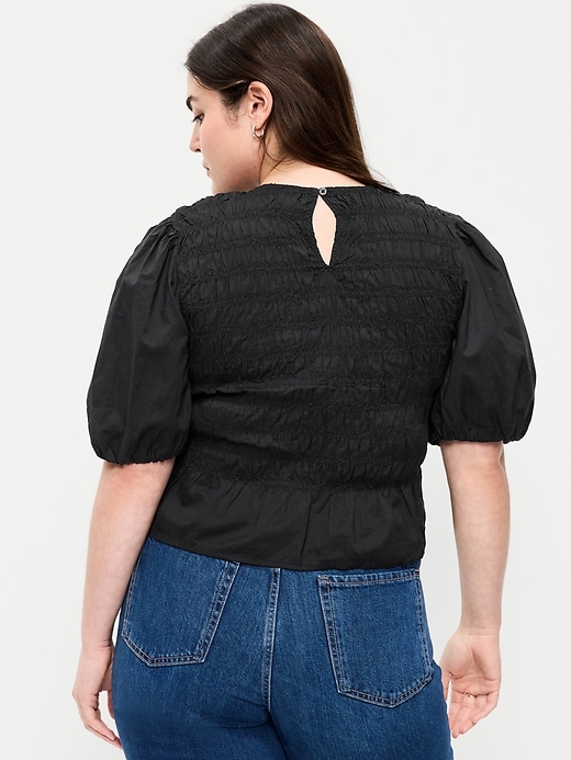 Image number 5 showing, Puff Sleeve Peplum Smocked Top