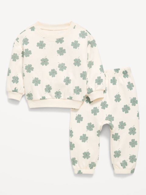 Printed French Terry Sweatshirt and Sweatpants Set for Baby