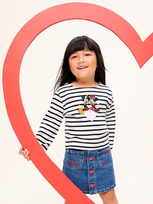 Image number 1 showing, Old Navy x Disney Mickey Mouse & Minnie Mouse Boxy Boat-Neck T-Shirt for Toddler Girls