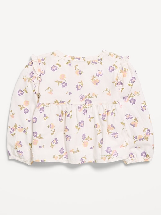 Image number 2 showing, Long-Sleeve Crinkle Lace-Trim Top for Toddler Girls