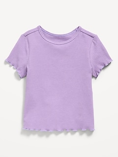 Short-Sleeve Lettuce-Edge T-Shirt for Toddler Girls