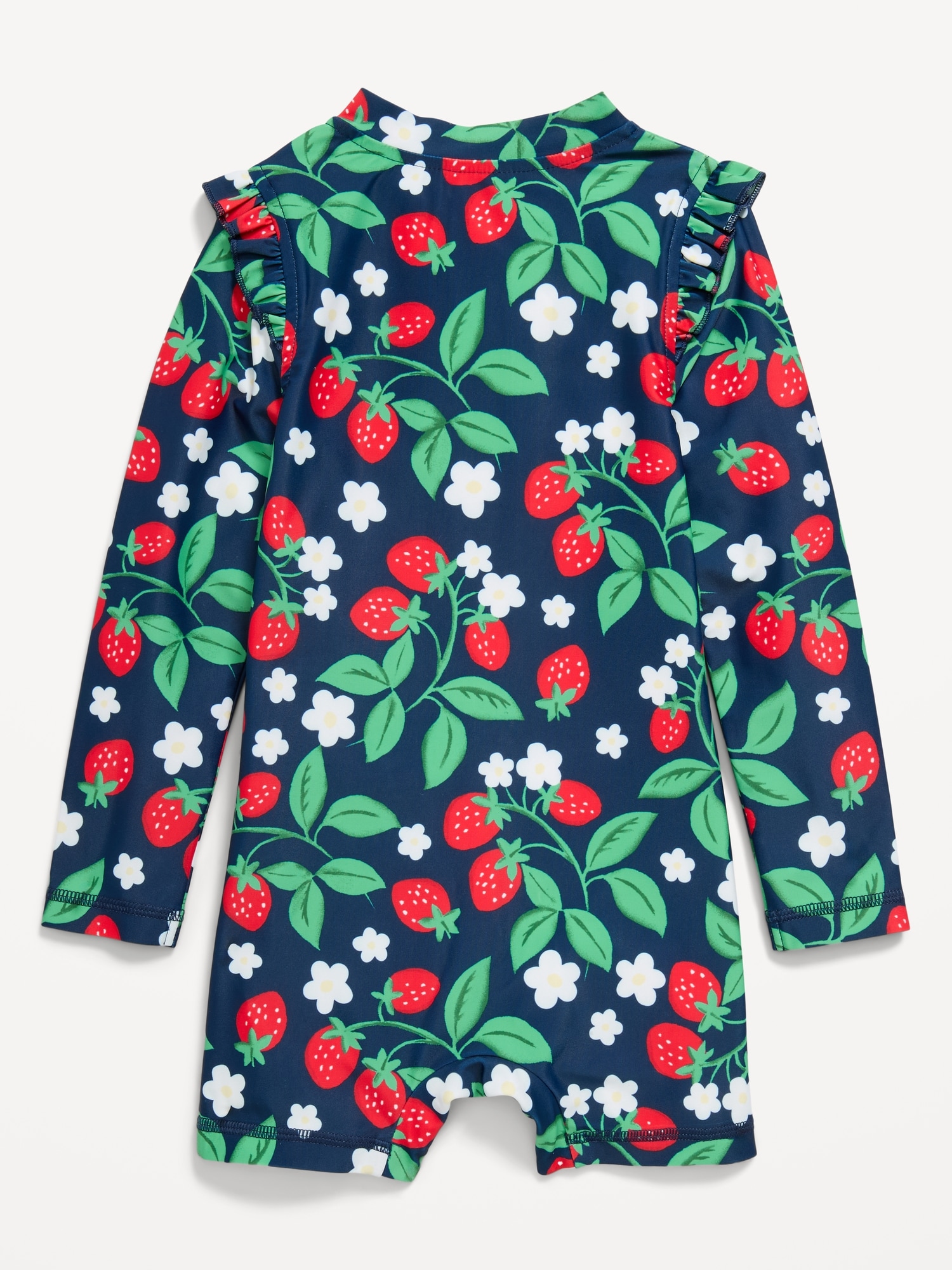 Printed Zip-Front Rashguard Romper Swimsuit for Toddler & Baby