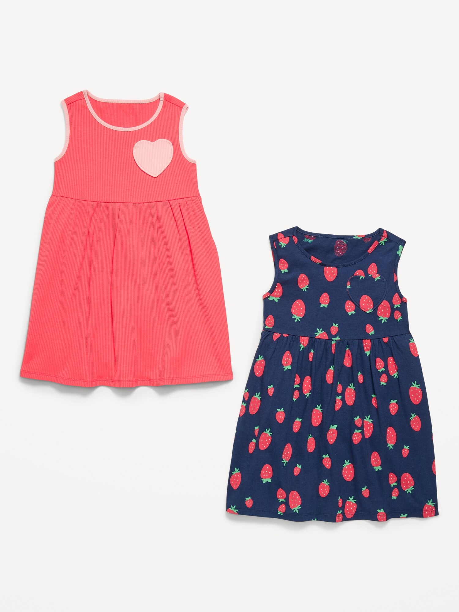 Платья Old Navy Sleeveless Heart-Pocket Dress 2-Pack для девочек-малышей, цвет: Клубничный — фото 2