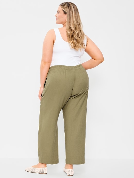 Image number 6 showing, High-Waisted Linen-Blend Straight Pants