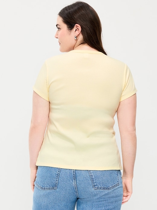 Image number 6 showing, Short-Sleeve Ribbed Button-Down Top