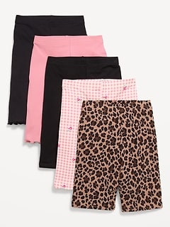 Long Biker Shorts Variety 5-Pack for Girls